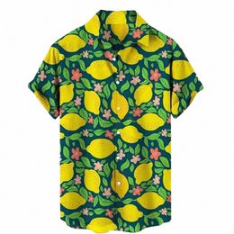 Camisa de impresión 3D de Fruit Pear Lem para hombre Venta caliente Primavera Verano Casual Blusa hawaiana Solapa Mangas cortas Tops de gran tamaño Camisas j39k #