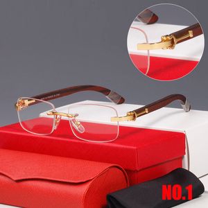 zeelool lunettes de créateurs lunettes pour hommes Lunettes de soleil en bois en métal rétro pour hommes Femmes Noir Marron Lentille transparente Plein cadre Conduite Verre Avec boîte