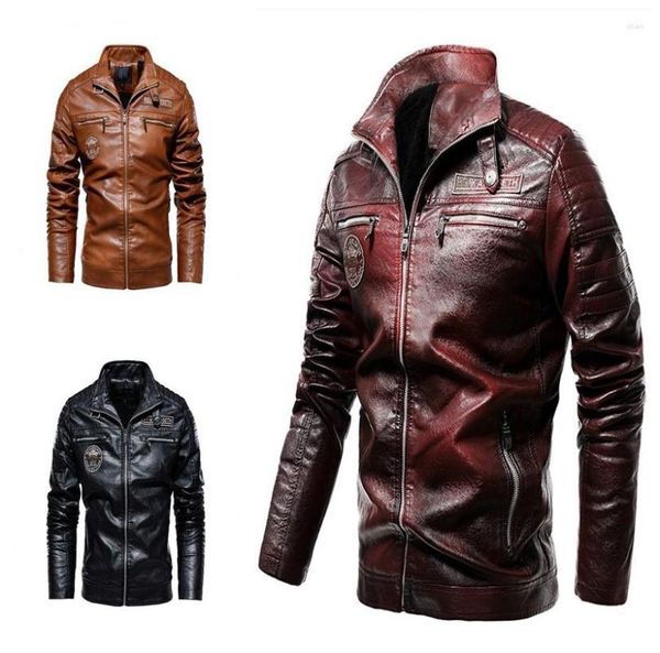 Veste en cuir Pu pour hommes, manteau en fourrure, costume de moto, moderne et résistant, en velours, mode automne et hiver 2023