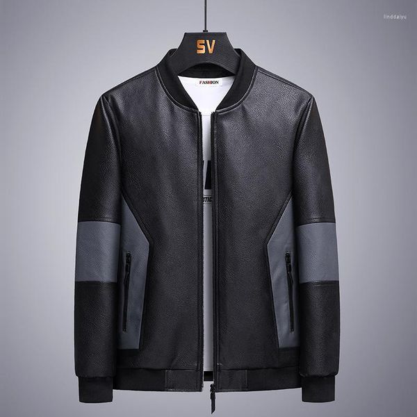 Chaqueta de piel para Hombre, chaqueta informal de cuero con cuello levantado para motocicleta, Estilo Delgado, calidad, PU, Otoño e Invierno 2023