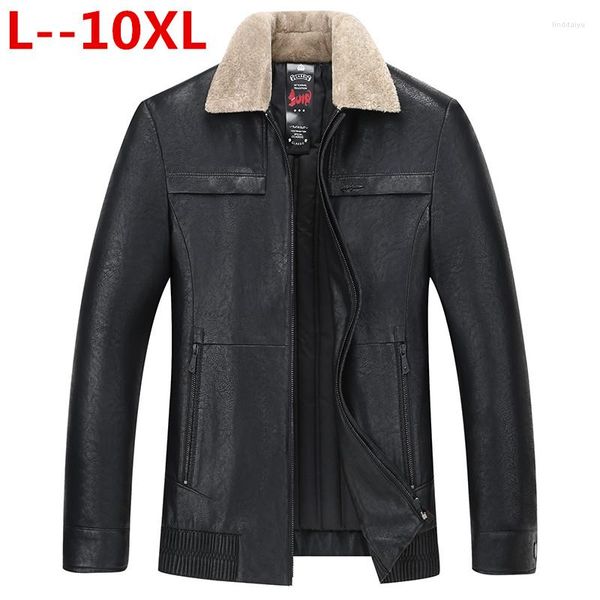 Fourrure pour hommes 6XL 8XL Plus hiver 10XL vestes en cuir véritable marque vêtements mode veste en peau de mouton noir et manteaux avec col en laine