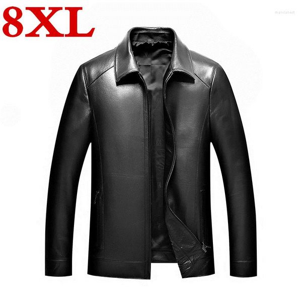 Abrigos de piel para hombre 7XL de talla grande 8XL 6XL moda de primavera y otoño abrigos de motocicleta abrigo informal para hombre chaqueta de cuero genuino para hombre