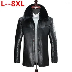 Gabardina con cuello de piel auténtica para hombre, Parkas con forro de lana para invierno, 8XL, 6XL, 5X, 2023 Plus, llegada de alta calidad