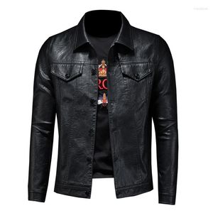 Herenbont herfst lederen winterjas Heren Streetweaar Echte schapenvachtjas Man Moto Biker Vintage jassen