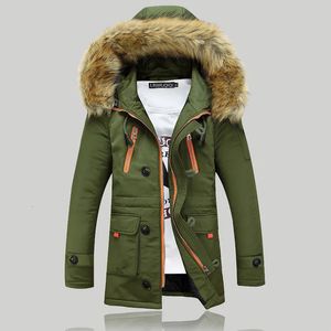 Bontkraag voor heren Winterparka met capuchon Mannelijke dikke warme buitenjassen Winddichte bovenkleding Multi-pocket Casual katoen 231220