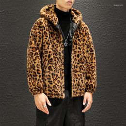 Hommes fourrure mode chaud amour hiver veste hommes manteau femme à capuche Faux léopard décontracté mince Parka S-3xl