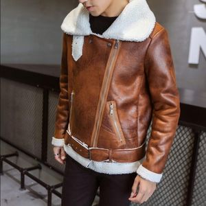 Fourrure pour hommes Faux 2022 Manteau Harajuku Mode Épais Chaud Hiver Élégant Vestes En Cuir Designer Daim Bomber Veste Parka1