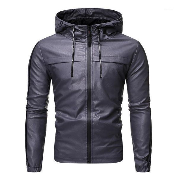 Vestes d'automne en cuir PU pour hommes, vestes de motard en fausse fourrure 2022 décontractées pour moto, vêtements de marque à capuche XXXXL