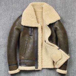 Veste d'hiver en fausse fourrure pour homme, en cuir véritable, en peau de mouton, en peau de mouton véritable, de haute qualité, bombardier B3, manteaux masculins, 2023, 231218