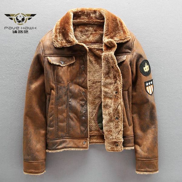 Hommes fourrure fausse Air Force hiver polaire intérieur pilote PU veste en cuir épais chaud militaire bombardier vestes tactiques manteaux d'extérieur 231027