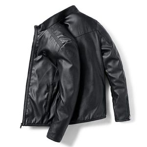 Hommes fourrure fausse marque veste en cuir hommes qualité coupe ajustée col montant manteau en polyuréthane mâle épais Plus velours motercycle Bomber vestes homme