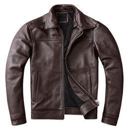 Veste en cuir véritable pour hommes, fausse fourrure décontractée, véritable peau de vache, vêtements Slim pour hommes, vêtements de vache printemps-automne, taille asiatique 6XL 231127