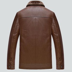 Heren bont faux casual winter pu lederen jas mannen warme bovenkleding jaqueta masculino couro m-4xl zwart chaqueta cuero hombre cj225