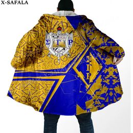 Herenbont namaakbont 1922 Sigma Gamma Rho patroonprint dikke warme mantel met capuchon heren overjas jas winddichte fleece cape gewaad met capuchon deken-6 231024