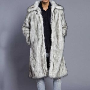 Men's Fur Faux Fur 2018 nouveau automne hiver nouveaux hommes col carré fausse fourrure de vison Long manteau de haute qualité homme confortable épais chaud coupe-vent T221102