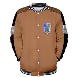 Heren bont namaakbont Attack on Titan Baseball Jacket Heren Bomberjack Shingeki No Kyojin Anime Cosplay Kostuum Scouting Legioen Honkbaluniform Coat335Q