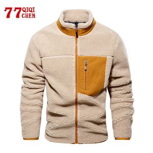 Heren Bont Nepbont Herfst Winter Dikke Lamswollen Jas Mannen Casual Losse Rits Fleece Jas Mannelijke Winter Warme Blokkleur Winddichte Jas 2021 T221007