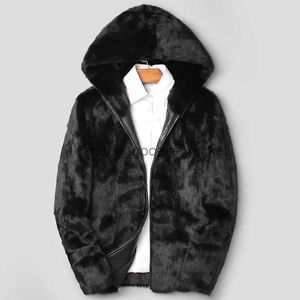 Manteau d'hiver en fausse fourrure pour hommes, manteau de styliste en vraie vison, court, 76M0L230914