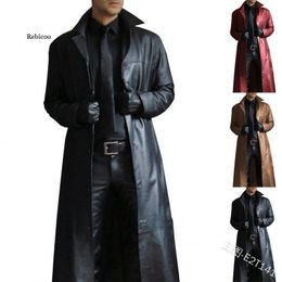 Herenbont Nepbont Mode Heren Middeleeuws Steampunk Lange leren jassen Vintage Herfst Winter Bovenkleding Kunstleer Trenchcoat Vesten 230911