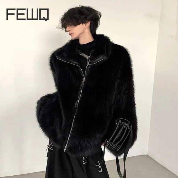 Men's Fur Fausse Fourrure FEWQ Automne Styleniche Fourrure De Vison Veste En Peluche Hommes Hiver Épaissi Coton Veste Conception Fausse Fourrure Manteau 2023 Couleur Unie 24X2169 J231102