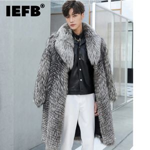 IEFB Heren Bont Nepbont IEFB Herfst Winter Heren Nertsen Nepbontjas Mode Trendy Elegant Imitatie Voshaar Lang Windjack Casual Jas 21Q4428 231109