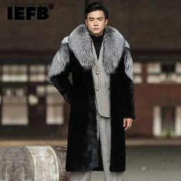 Men's Fur Fausse fourrure IEFB mode hommes fausse fourrure Trench manteau contraste couleur chaud beau moto vêtements épais polyvalent manteau de laine en vrac 21Z1489 Q231212