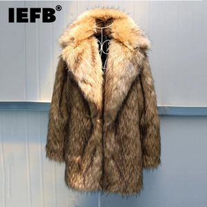 Men's Fur Fausse Fourrure IEFB manteau en fausse fourrure pour hommes Imitation cheveux de raton laveur longs manteaux épais chaud col de costume laine artificielle à manches longues tissu de haute qualité 231128