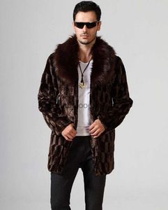 Manteau de fourrure en fausse fourrure pour homme, Imitation hiver, Long, marron, chaud et confortable, col décontracté, vison, XNRRL230914