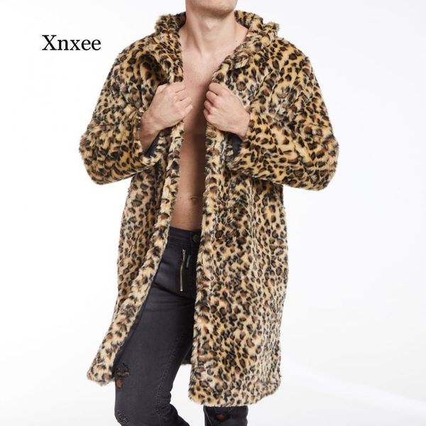 Men's Fur Fausse fourrure léopard fausse fourrure manteau hiver hommes manteau hiver chaud mode extérieur laine col pardessus haute qualité mâle hommes veste 230908