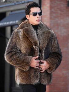 Abrigos de piel de marca de lujo para hombre, abrigo de visón de invierno, chaqueta de piel sintética gruesa y cálida, ropa para hombre, abrigo, escenario de cantante, viene Q231212