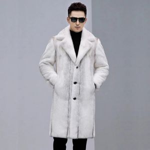 FUR FURA FURA FURA FURA Men Mink Coat Mink Winter Winter Warm Velvet Long Plus Size Capacal de gabardina informal 231213