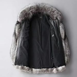 Heren bont namaakbont heren winter faux zilveren vos jas korte losse vest overjas dikker warme jas vrije tijd mode uitloper