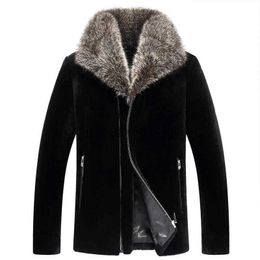 Men's Fur Fausse fourrure hommes en cuir fausse vraie fourrure manteau mouton peau de mouton chaud hiver Veste hommes vêtements 2023 col de raton laveur vestes Veste XJL-6018 MY1713L230914