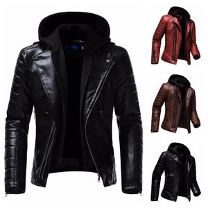 Pelliccia da uomo Pelliccia sintetica Giacca in pelle PU da uomo Giacca da moto personalità Con cappuccio Abbigliamento da uomo di moda di grandi dimensioni 231220