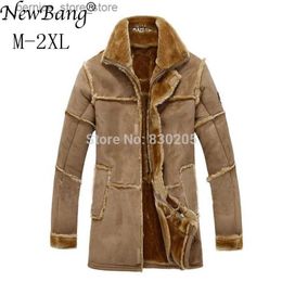 Men's Fur Fausse Fourrure NewBang Marque Mode Hommes Veste En Cuir D'hiver Veste En Cuir Marron Grande Taille Manteaux Doublés En Fausse Fourrure Winter Faux Leather Jacket Q231212