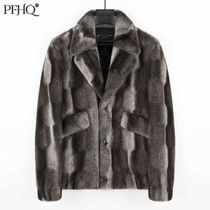 Men's Fur Faux Fur PFHQ 2022 mode décontracté hommes nouvelle fausse fourrure de luxe manteau automne hiver chaud Imitation vison cheveux mâle lourd nouvelles vestes épaissies T221102