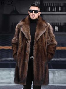 Heren bont faux fur pfhq 6xl 2022 trendy herfst winter imitatie mink jas mannen lange faux bont warme jas casual stijlvolle mannelijke luxe kleding 21q4425 t221102