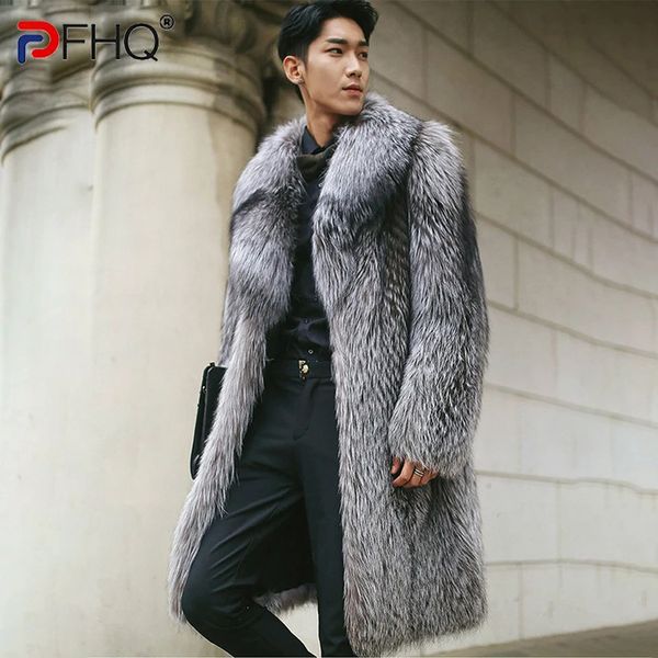 Fur falso para hombres Pfhq Flow Tending Imitation Mink Hair Coat Fashion Fux Fox Fox Long Big Size Male Male 21Q4429 231213