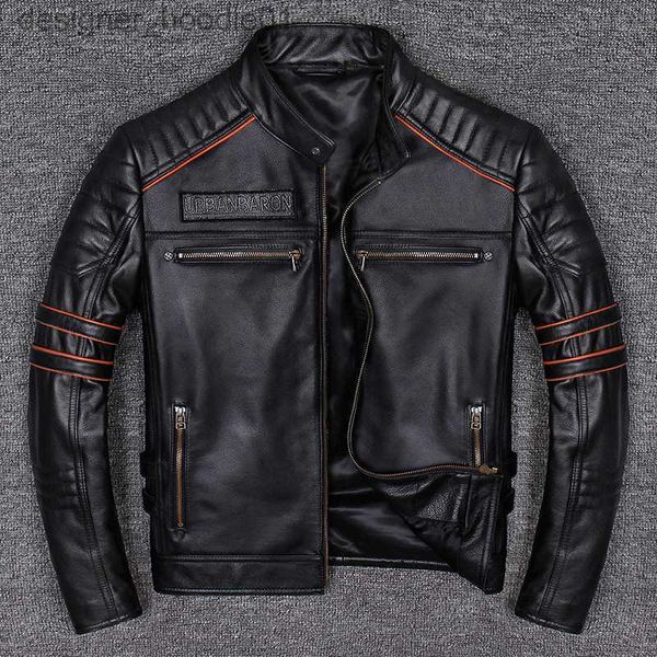 Hommes de fourrure fausse fourrure printemps automne veste en cuir véritable hommes brodé crâne décontracté moto veste Chaquetas Hombre vêtements coréen WPY2482 L230913