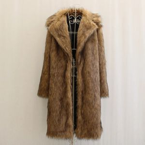 Men's Fur Faux Fur Veste d'hiver chaude en fausse fourrure pour hommes combinaison de fourrure pour hommes veste longue optique vintage grande taille 231205