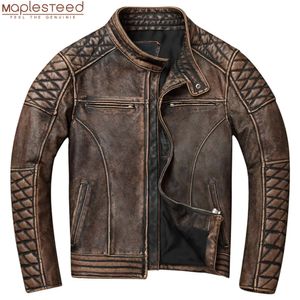 Heren bont namaakbont Vintage heren leren jas Dik 100% echte koeienhuid Bikerjack Slim Fit Heren Motorjas Herfst AZIATISCHE MAAT S-5XL M419 231220