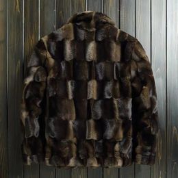 Manteau d'hiver en fausse fourrure pour hommes, manteau en fourrure de vison, tendance à revers, chaud, veste tout-en-un, 231024