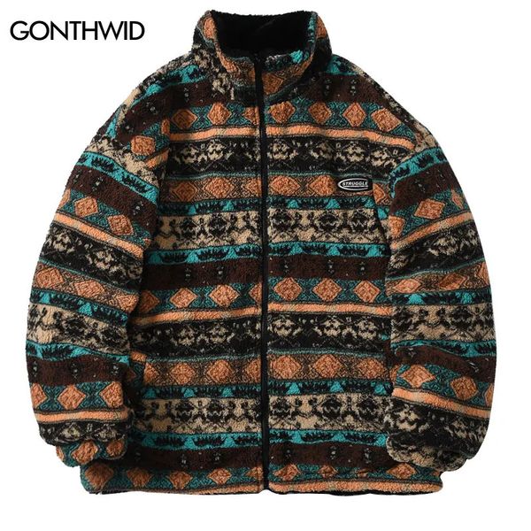 Veste réversible d'hiver en fausse fourrure pour hommes Y2K Streetwear hommes fausse fourrure floue peluche peluche manteau en laine d'agneau Hip Hop Harajuku veste polaire épaisse et chaude 231215