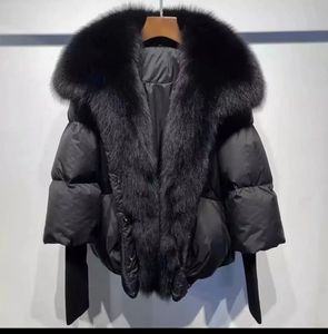 Fourrure pour hommes fausse fourrure hiver femmes manteau chaud surdimensionné réel col de fourrure de renard épais vêtements d'extérieur de luxe mode 90% veste en duvet d'oie 231202