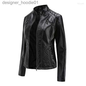 Vestes en fausse fourrure pour hommes automne femmes veste en cuir Pu femme fermeture éclair manteau court femme noir Punk Bomber Faux vêtements d'extérieur manteau moteur # W4 L230913