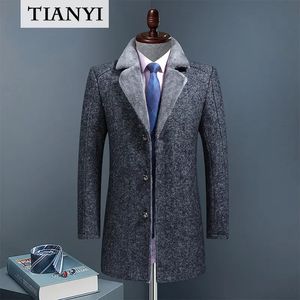 Manteau d'hiver rembourré en fausse fourrure pour hommes, de haute qualité, en cachemire, Long col de costume, coupe-vent en laine avec coton, 231124