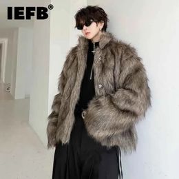 Heren Bont Faux IEFB Winter Donkere Katoenen Jas Mode Koreaanse Stijl Losse Wollen Vest Jassen Trend Mannelijke Herfst 9C2877 231130