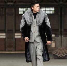 Men's Fur Faux S/6Xl Men Long Section Winter Autumn Imitation Outwears Large Size Casual Male Patchwork Warm Parkas Fake Overcoat J3212 T221102