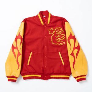 Veste HELLSTAR en fausse fourrure pour hommes Y2K Hip Hop rétro brodé surdimensionné pour hommes Harajuku manteau uniforme de Baseball gothique 231117