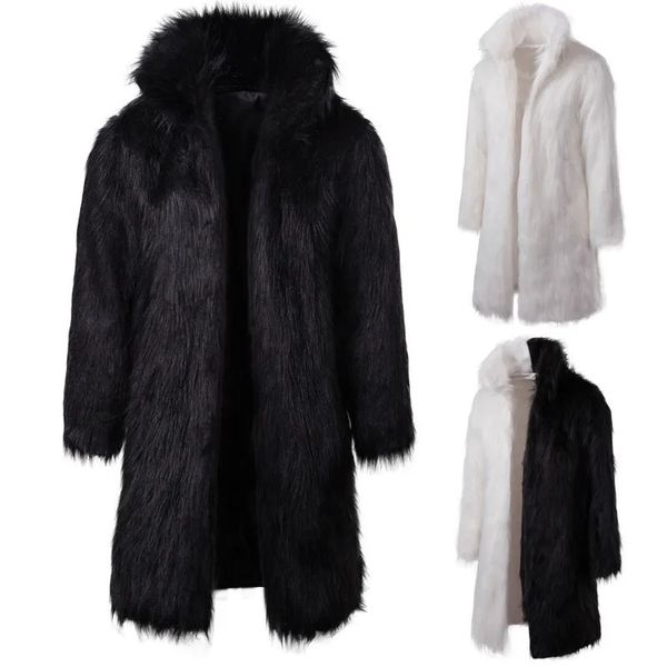 Ropa de invierno de imitación de piel para hombre abrigo de imitación venta rápida personalidad de moda en blanco y negro informal largo 231205